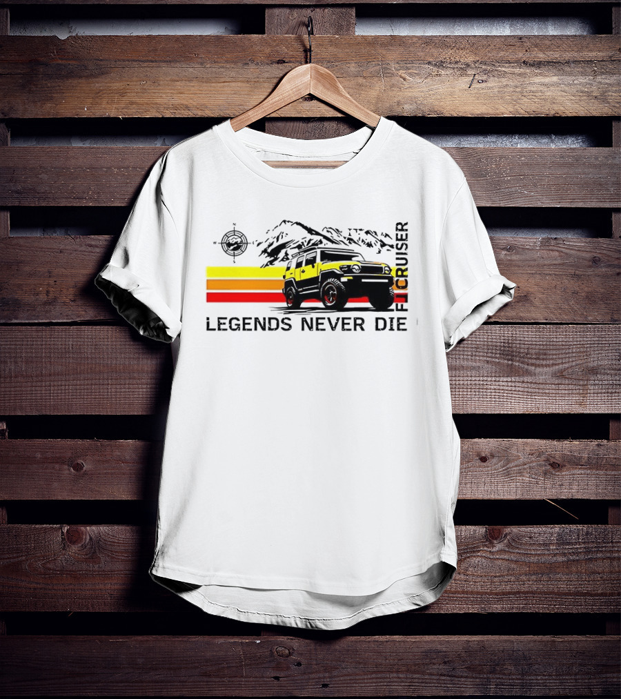 FJ Cruiser Legends Never Die Mountain Compass Sunset Adventure T-Shirt