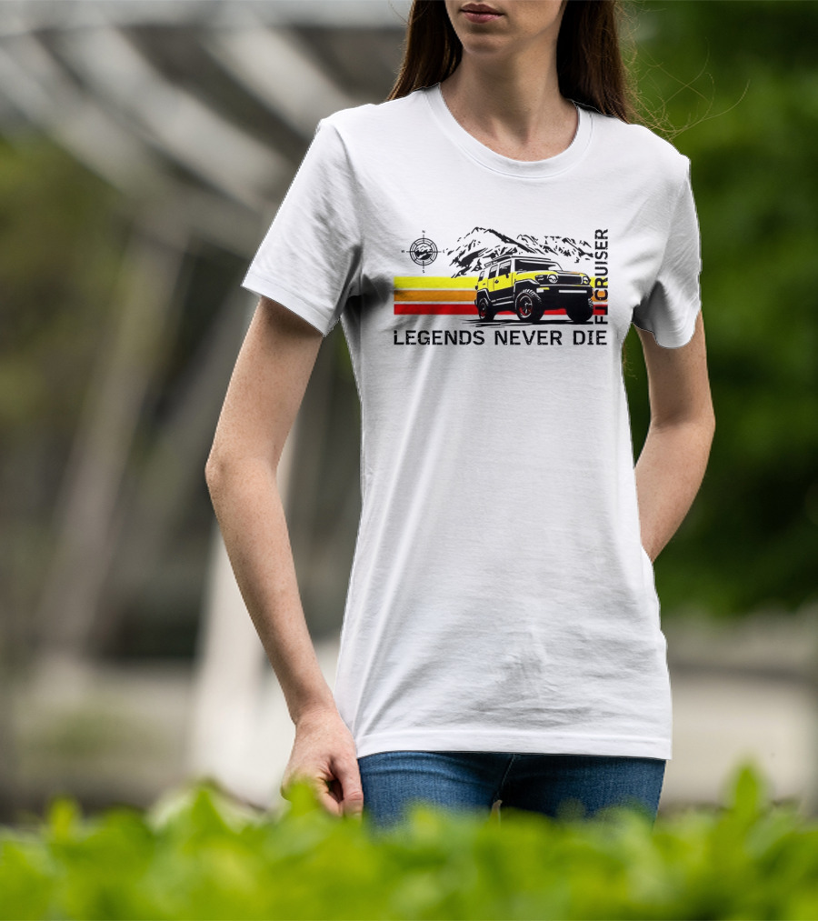 FJ Cruiser Legends Never Die Mountain Compass Sunset Adventure T-Shirt