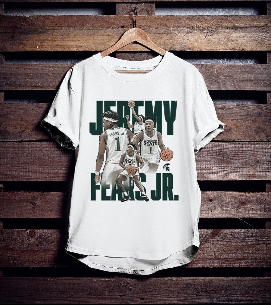 Jeremy Fears Jr Michigan State Spartans Basketball Player Collage T-Shirt