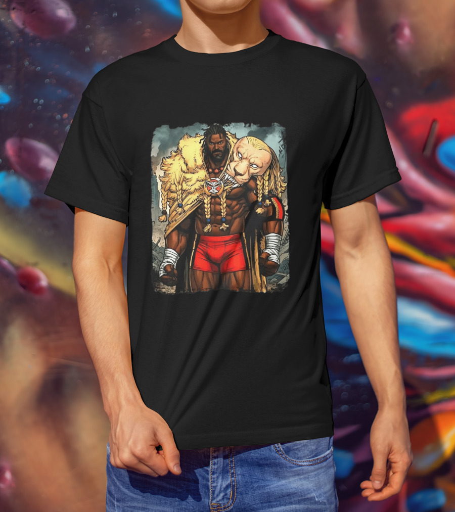 Oba Femi Lion's Strength WWE Red Shorts Fierce Warrior Costume T-Shirt