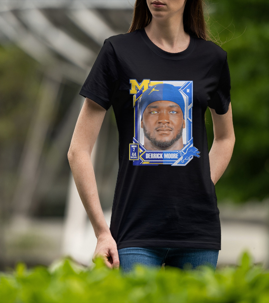 Derrick Moore Detroit Lions Round 2 Pick 44 Michigan 2026 Draft T-Shirt