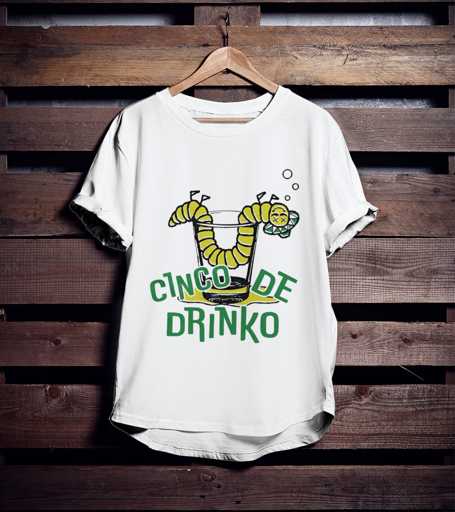 Cinco De Drinko Tequila Worm Drink Glass Bubbles T-Shirt