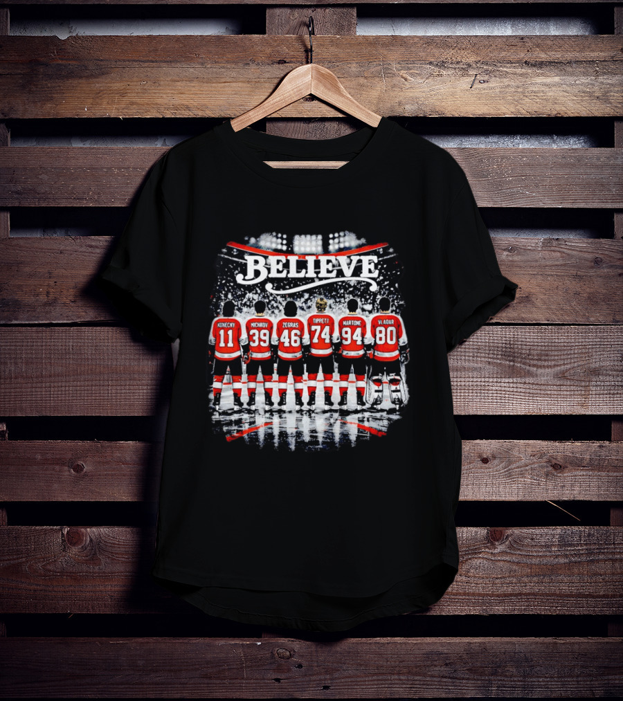 Believe Philadelphia Flyers Konecny Michkov Zegras Tippett Martone Vladar NHL Team Back View T-Shirt