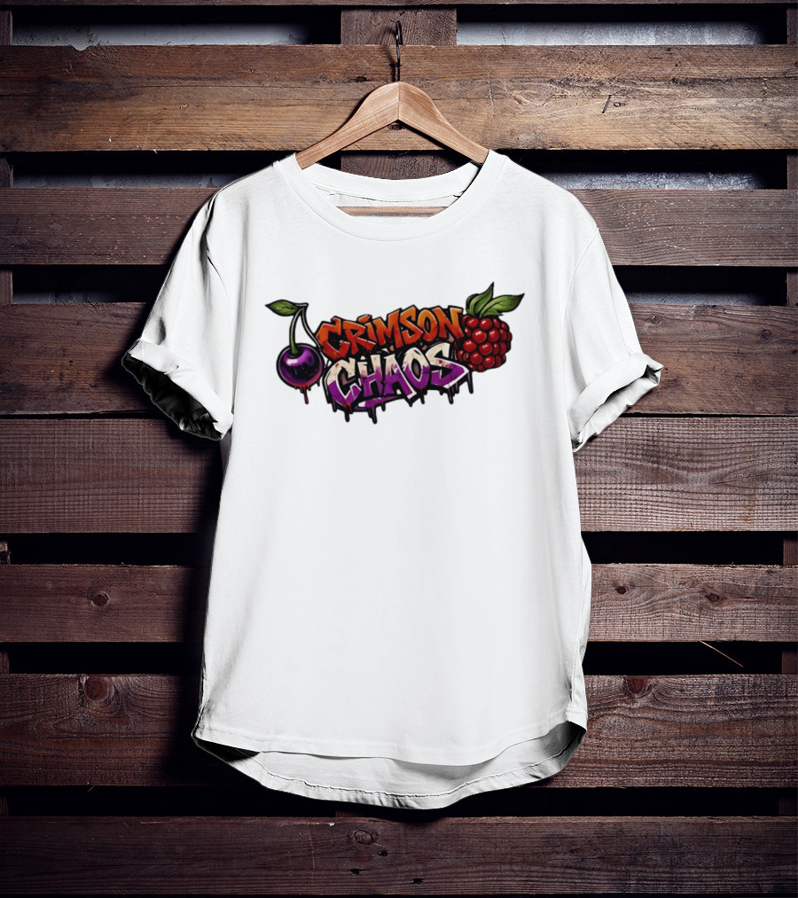 Crimson Chaos Fruits Cherry And Raspberry Graffiti T-Shirt
