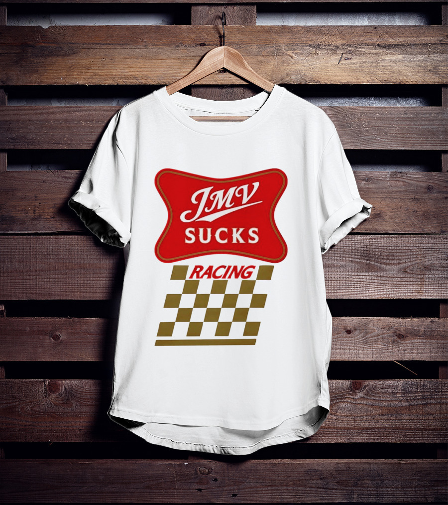 JMV Sucks Racing Checkered Flag Red And White T-Shirt