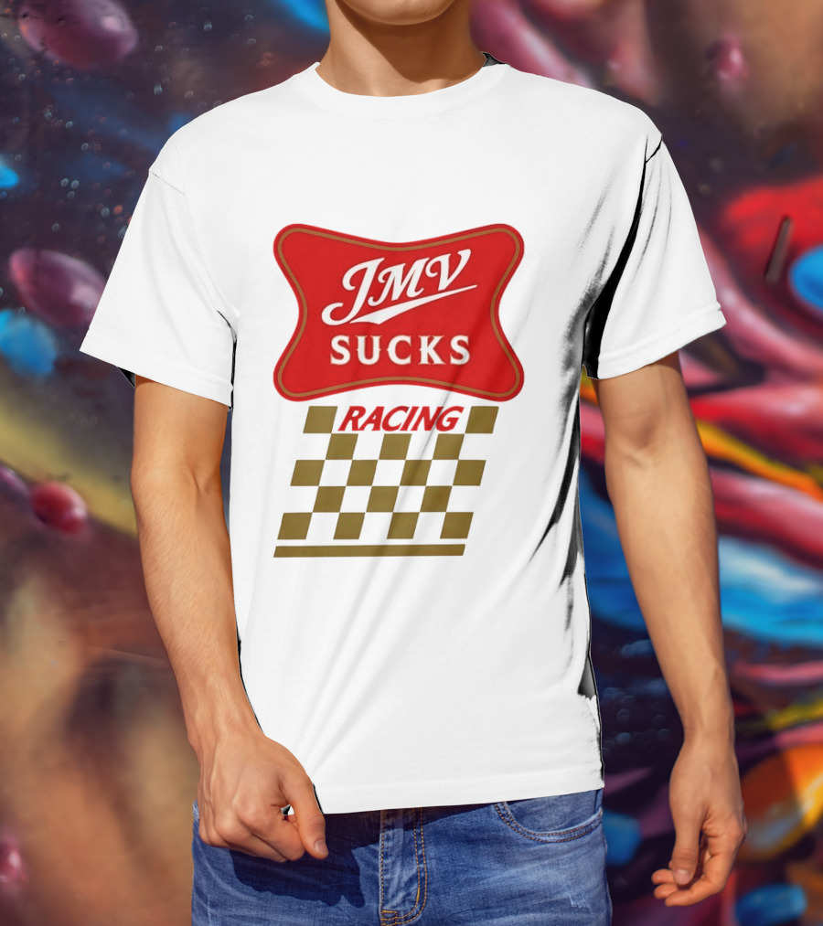 JMV Sucks Racing Checkered Flag Red And White T-Shirt