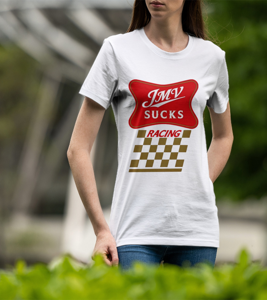 JMV Sucks Racing Checkered Flag Red And White T-Shirt