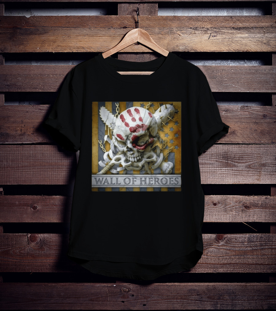 Five Finger Death Punch Wall Of Heroes Skull And Mace Chains Stars T-Shirt