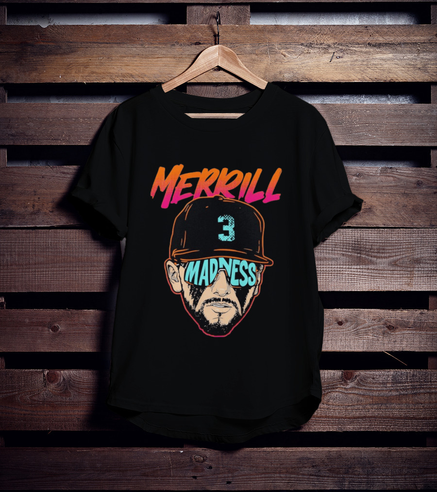 Merrill Madness San Diego Padres Jackson Merrill City Edition 3 Baseball T-Shirt