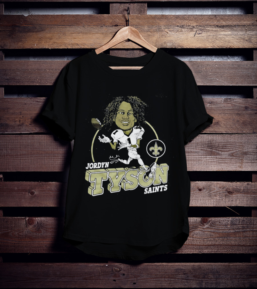 New Orleans Saints Jordyn Tyson Number 1 Caricature Fleur De Lis T-Shirt