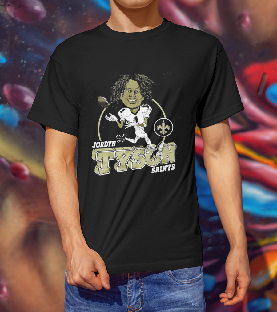 New Orleans Saints Jordyn Tyson Number 1 Caricature Fleur De Lis T-Shirt