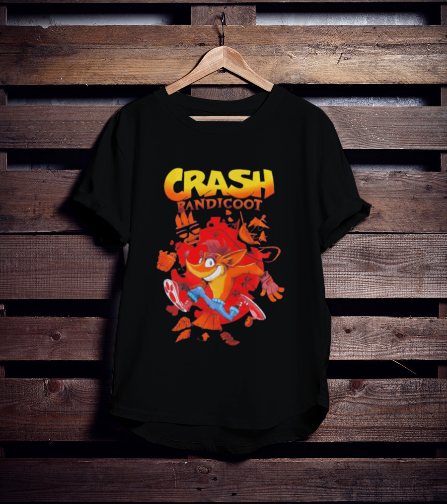 Crash Bandicoot Cartoon Classic Character Action Adventure T-Shirt