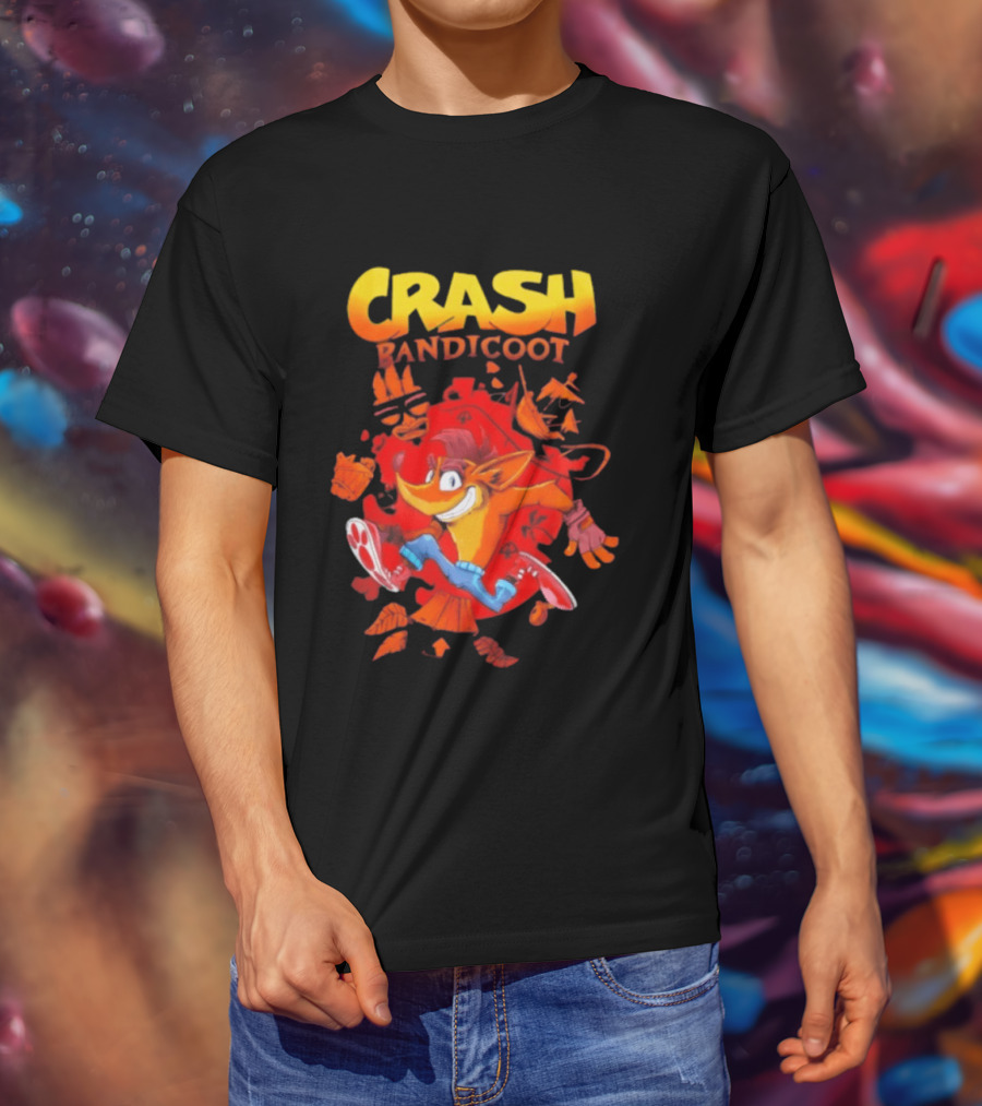 Crash Bandicoot Cartoon Classic Character Action Adventure T-Shirt