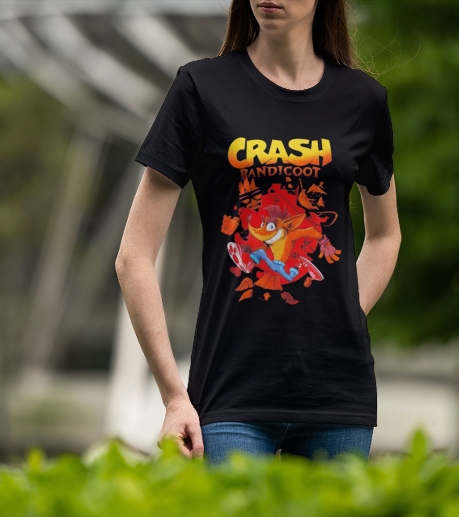 Crash Bandicoot Cartoon Classic Character Action Adventure T-Shirt