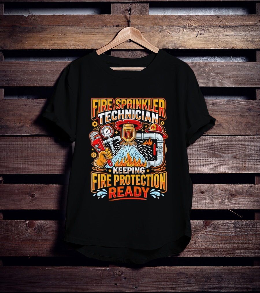 Fire Sprinkler Technician Keeping Fire Protection Ready T-Shirt