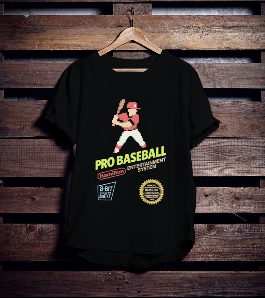 Hamilton Cardinals 8 Bit Nintendo Licensed Pro Baseball Players T-Shirt
