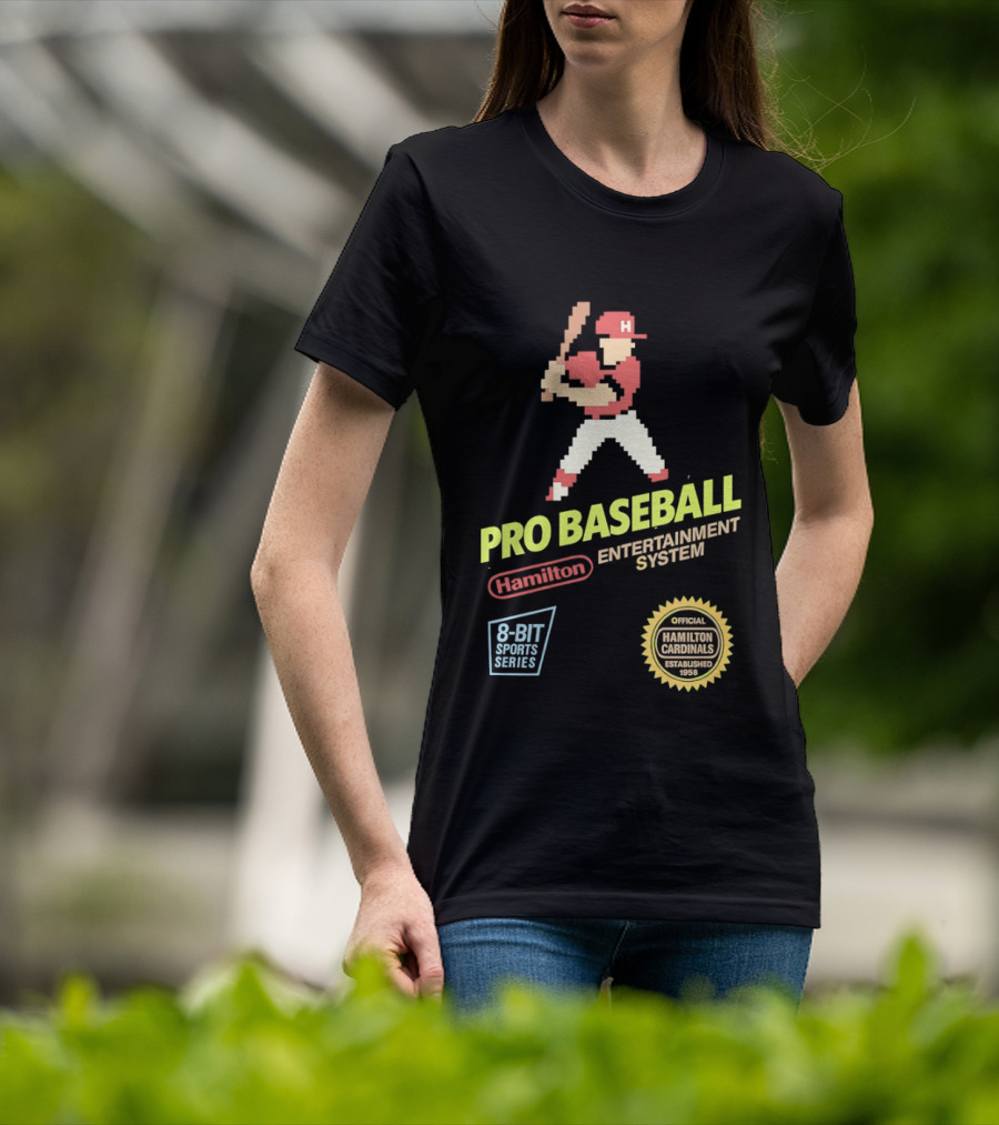 Hamilton Cardinals 8 Bit Nintendo Licensed Pro Baseball Players T-Shirt