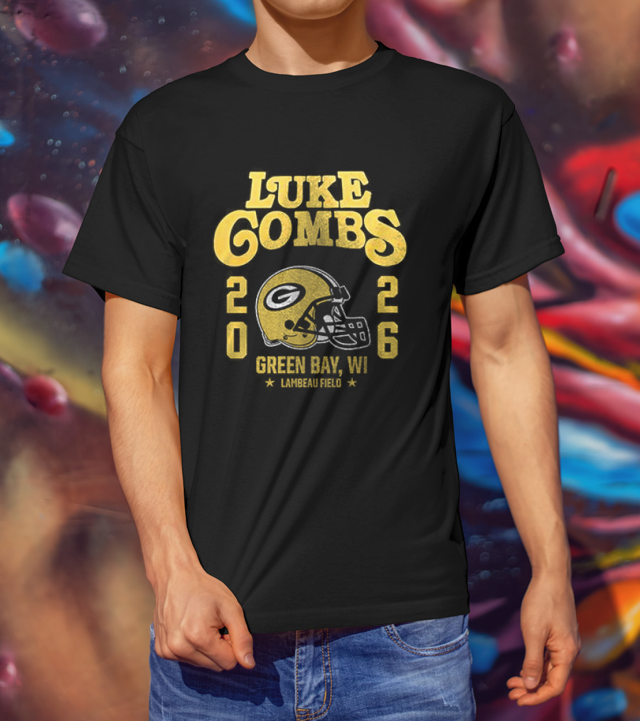 Luke Combs Green Bay WI Tour 2026 Helmet Packers Collaboration T-Shirt
