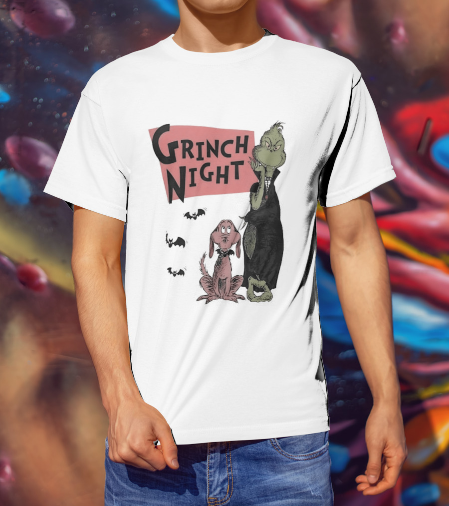 Grinch And Max Halloween Night Spooky Scene T-Shirt
