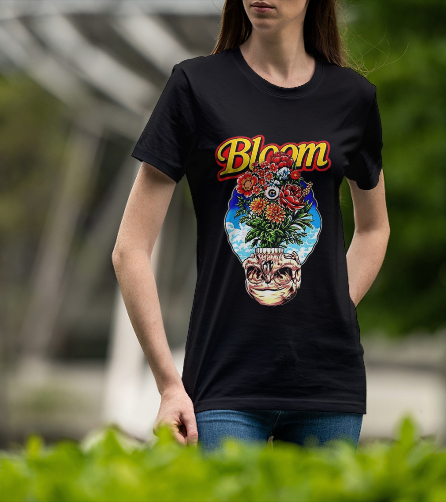 Bloom Skulls And Flowers Summer Classic Vibrant Floral Eyeball T-Shirt