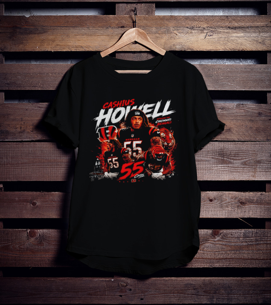 Cashius Howell Cincinnati Bengals 55 Tigers Football T-Shirt
