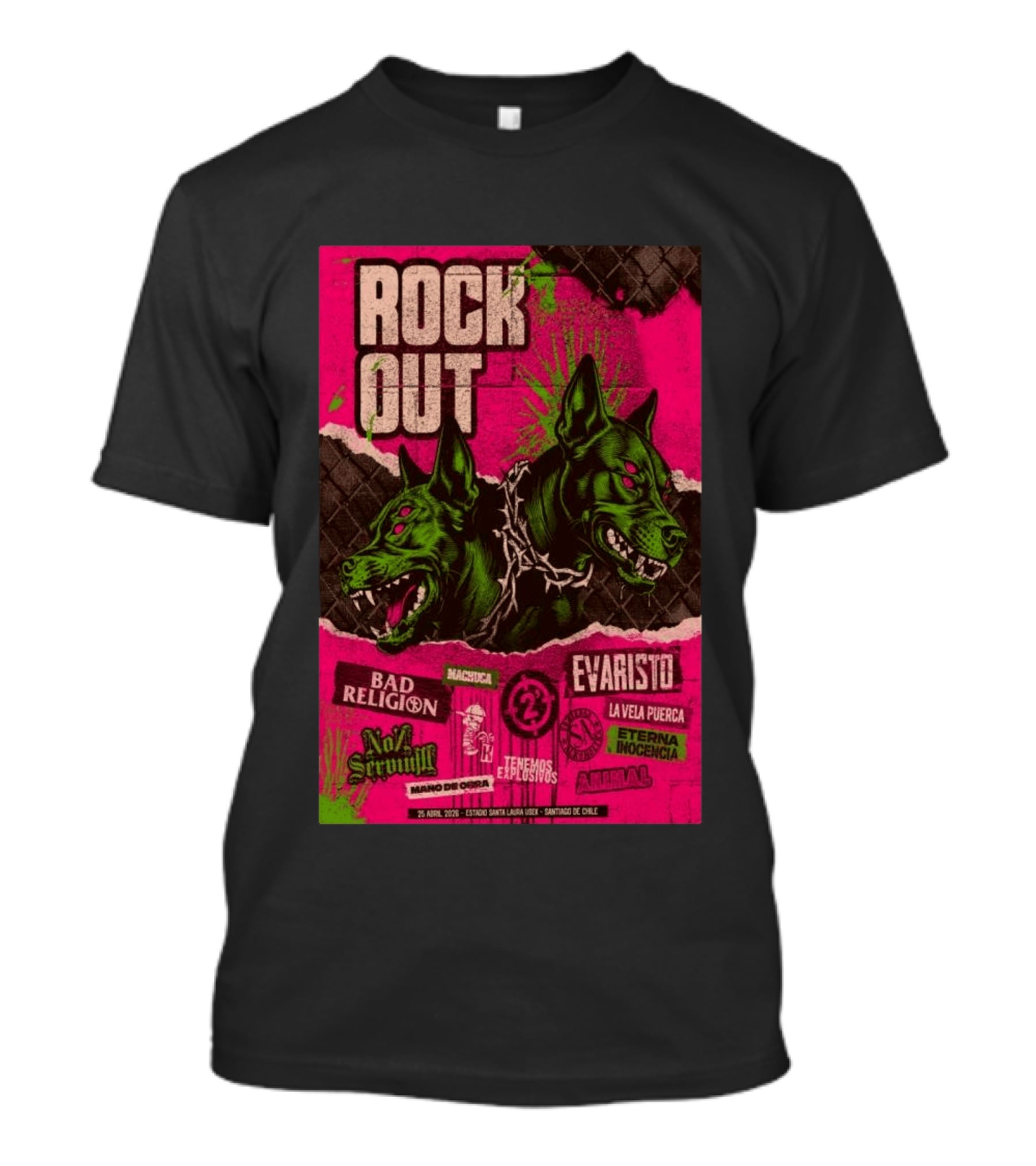 Rock Out Bad Religion Evaristo Santiago Chile April 25 2026 Serigrafía T-Shirt