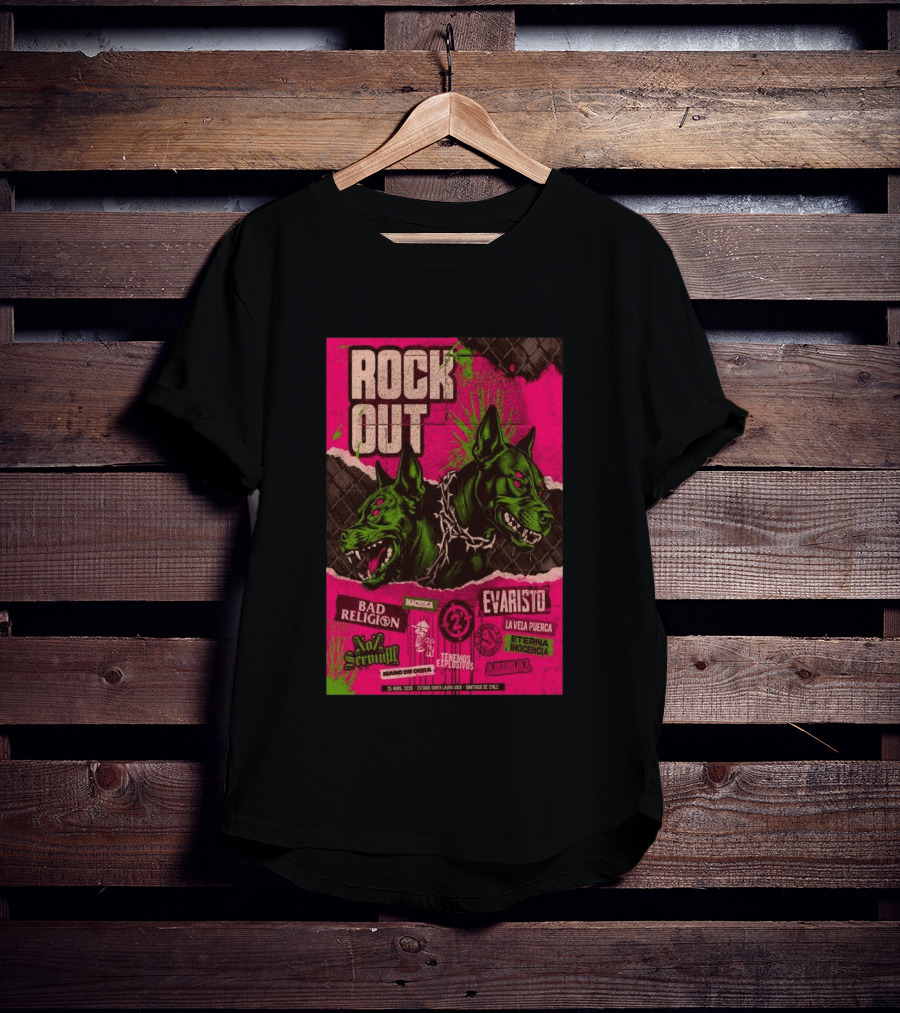 Rock Out Bad Religion Evaristo Santiago Chile April 25 2026 Serigrafía T-Shirt