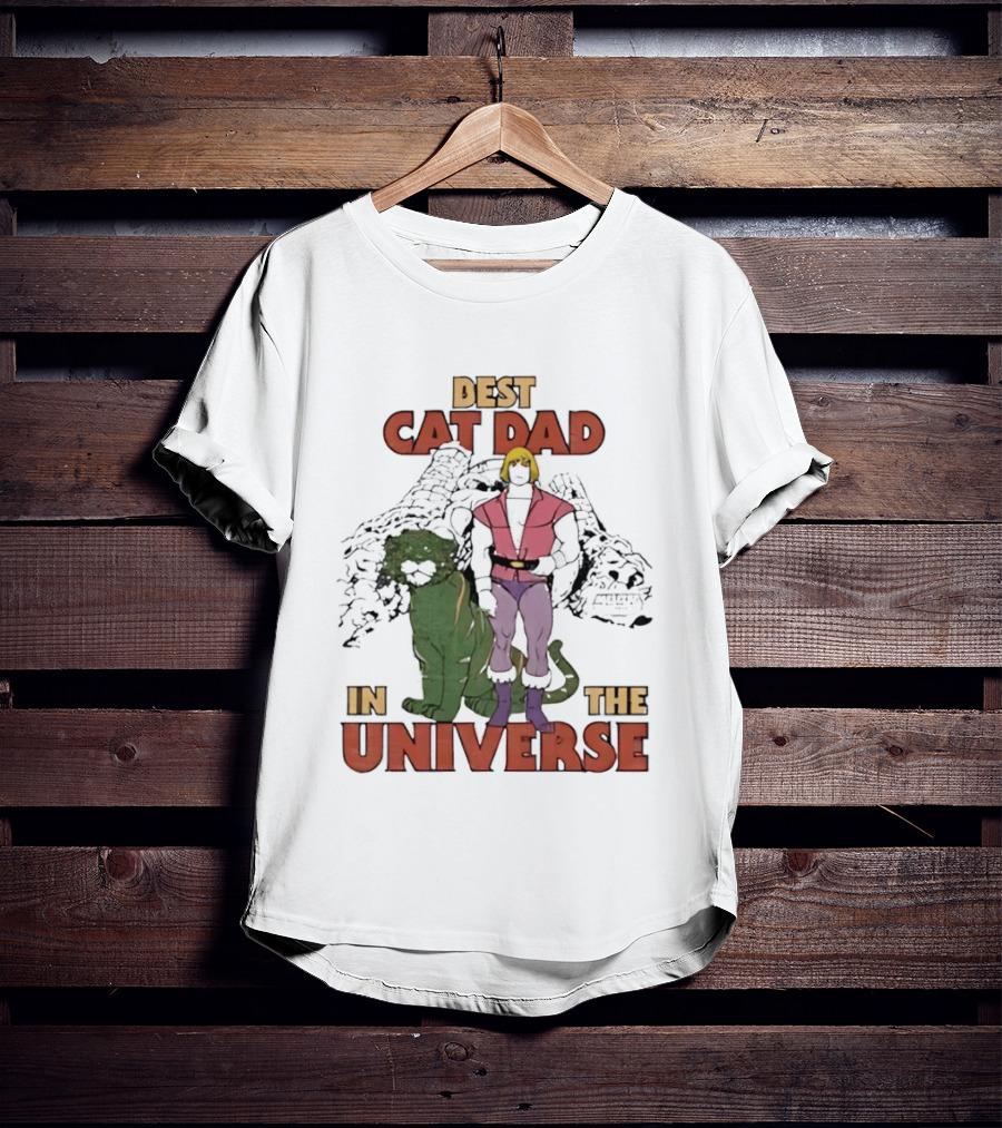 Masters Of The Universe Best Cat Dad In The Universe Heroic He Man And Battle Cat T-Shirt