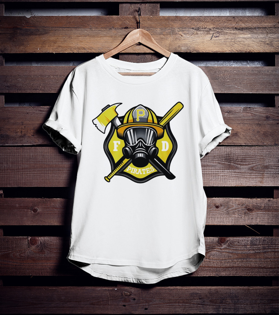 Pittsburgh Pirates Firefighter Helmet Ax FD Spirit T-Shirt