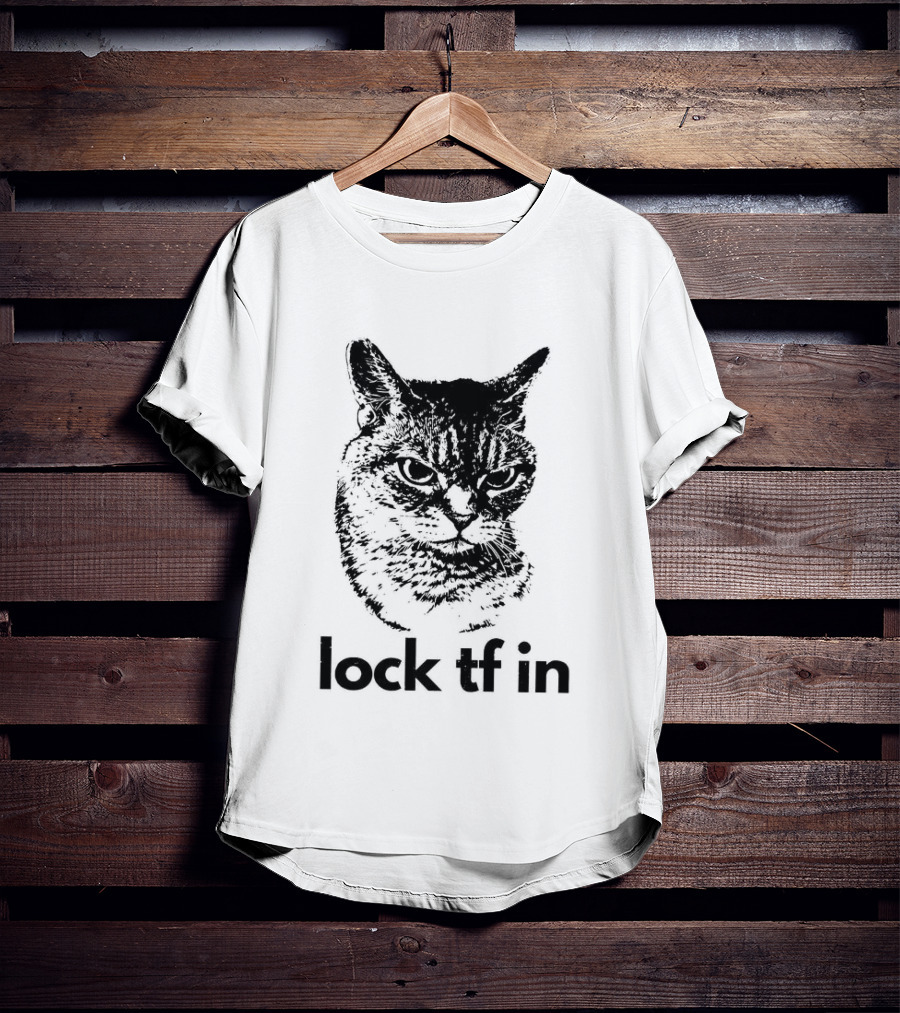 Serious Cat Lock Tf In Classical Japanese T-Shirt