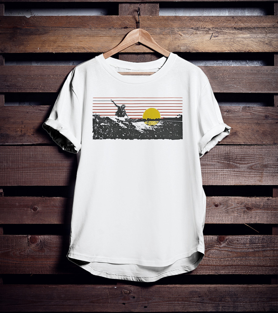 Sunset Surfer Retro Wave Yellow Sun Ocean Lines T-Shirt