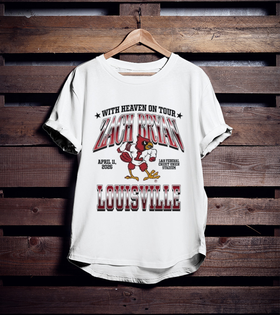 Zach Bryan Louisville April 2026 With Heaven Tour Cardinal Stadium T-Shirt