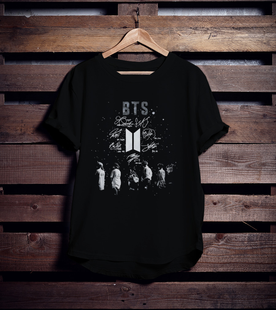 BTS Bangtan Sonyeondan Signatures And Symbol With Group T-Shirt