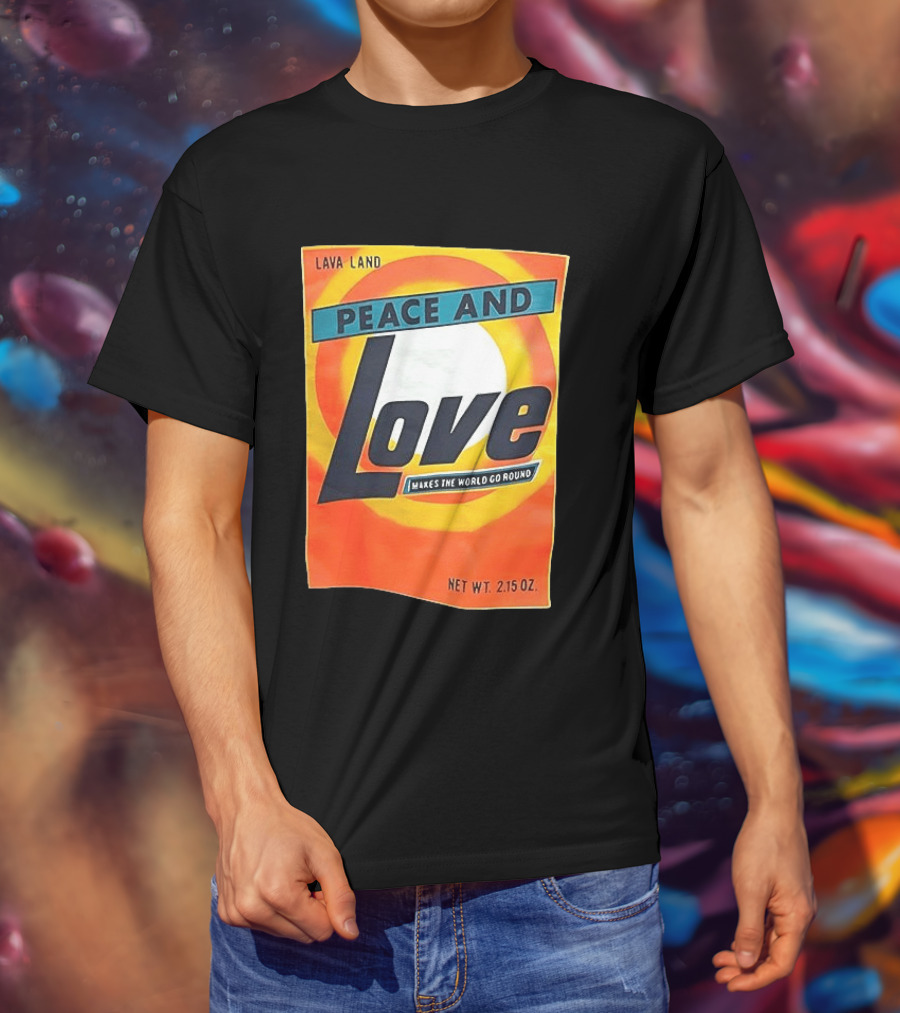 Peace And Love Makes The World Go Round Lava Land Retro Style 2.15 Oz T-Shirt