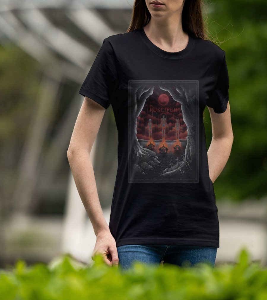 Puscifer April 28 2026 The Sylvee Madison WI Skeleton Red Moon T-Shirt