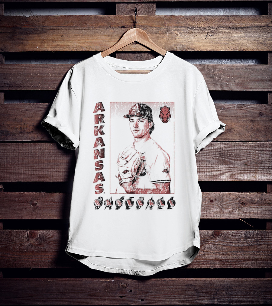 Arkansas Baseball Player With Razorback T-Shirt