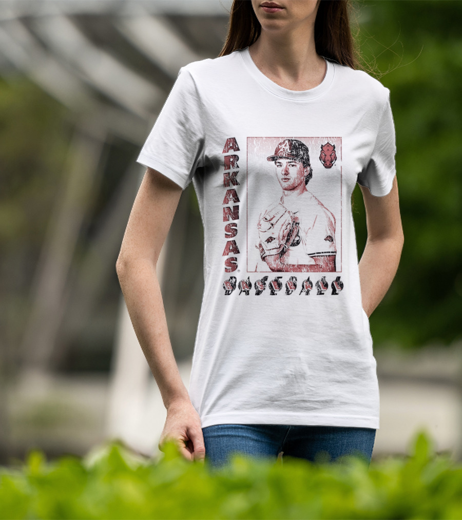 Arkansas Baseball Player With Razorback T-Shirt