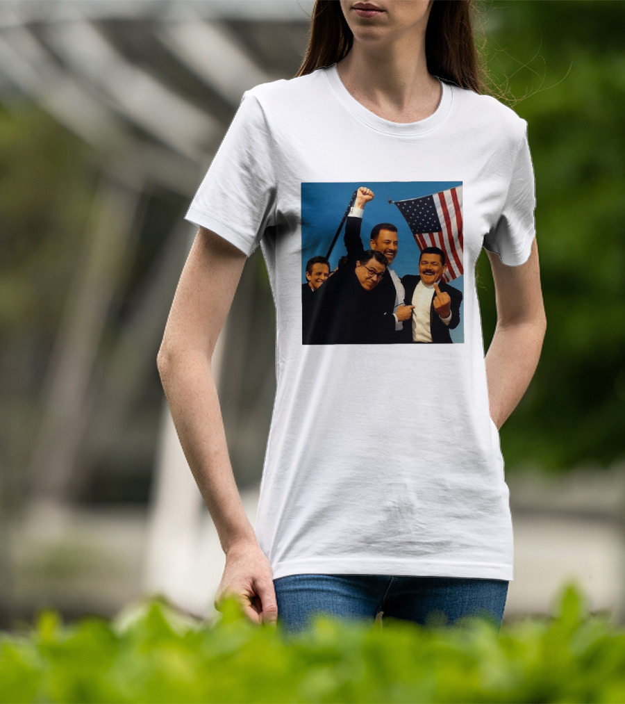 Jimmy Kimmel Stephen Colbert Seth Meyers American Flag Comedy Showdown T-Shirt