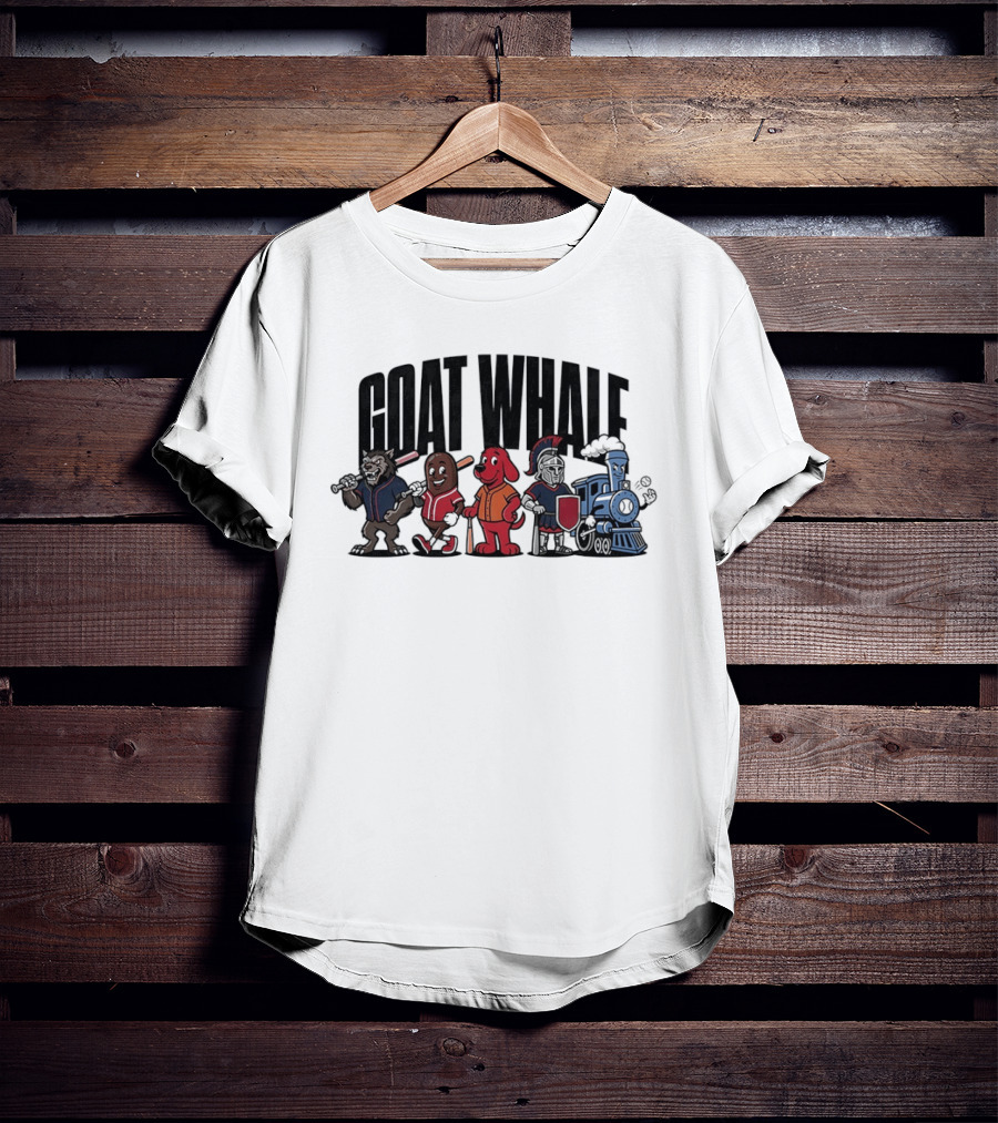 GOAT WHALE Cartoon Characters Baseball Wolf Sausage Dog Roman Train T-Shirt