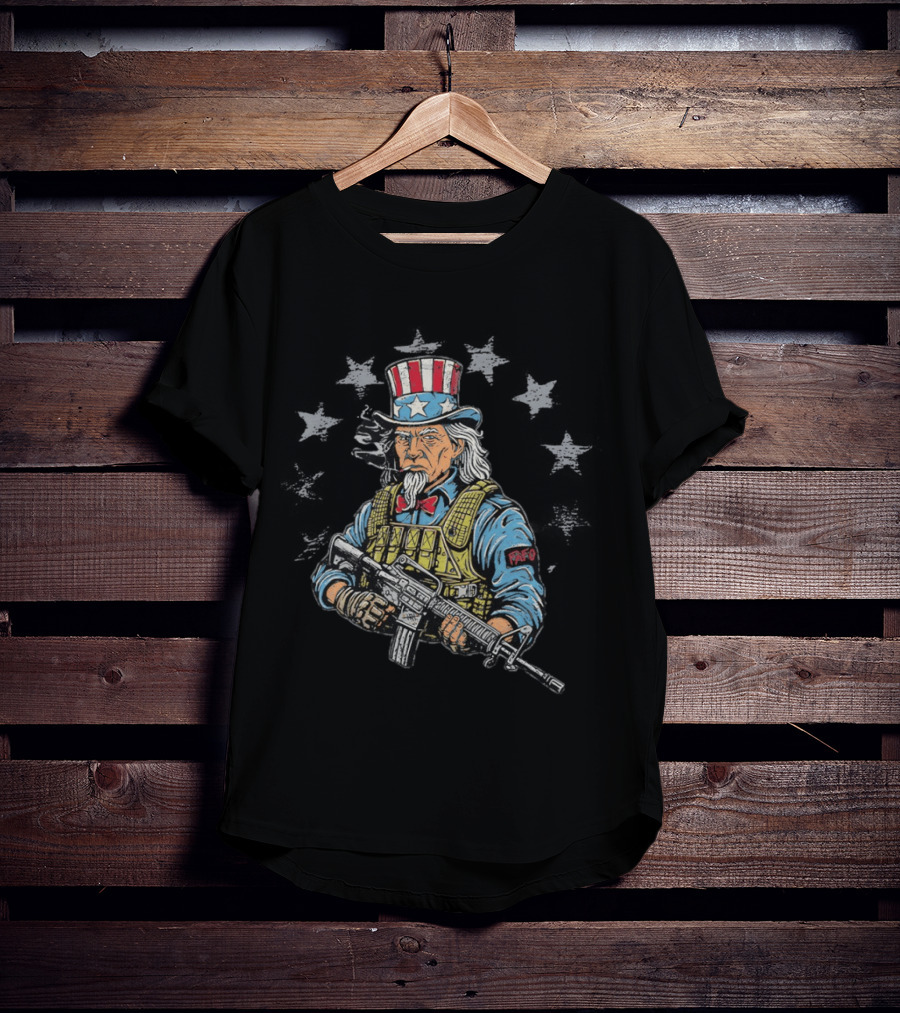 Uncle Sam 250th Soldier Patriotic Tactical Tribute PAFO Stars T-Shirt