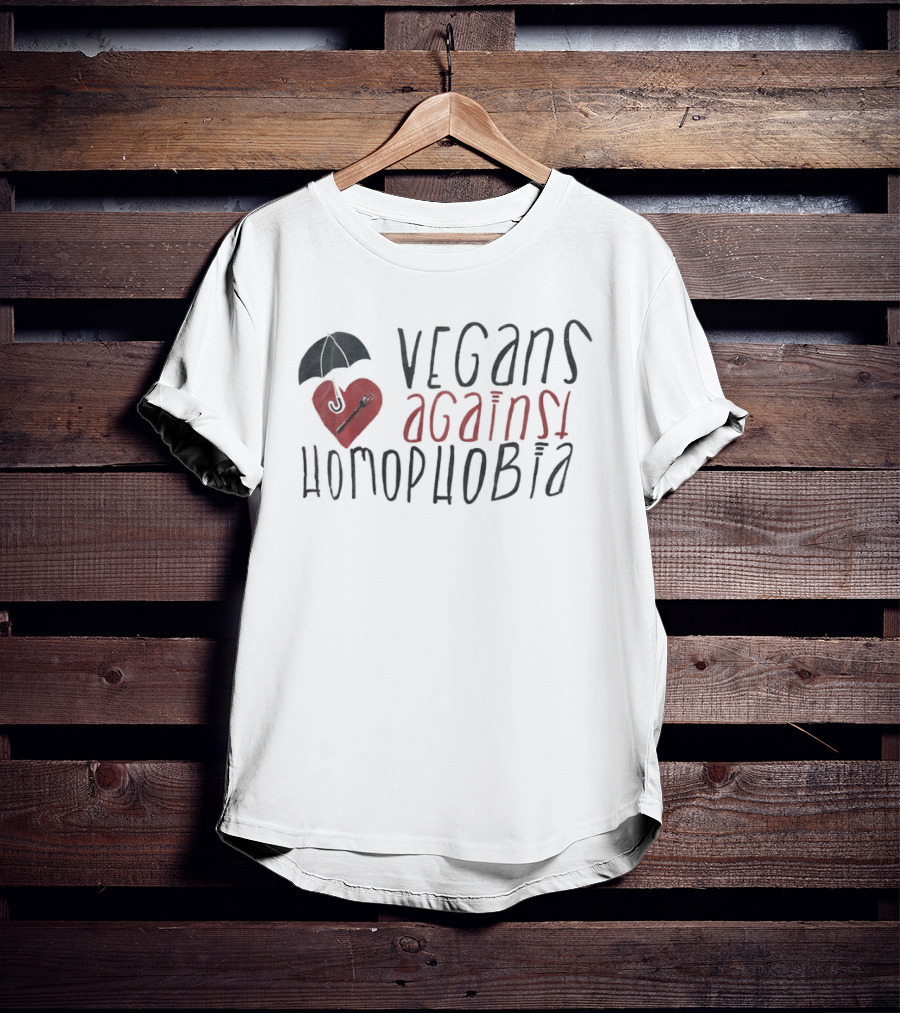 Vegans Against Homophobia Heart Umbrella Fork Spoon T-Shirt