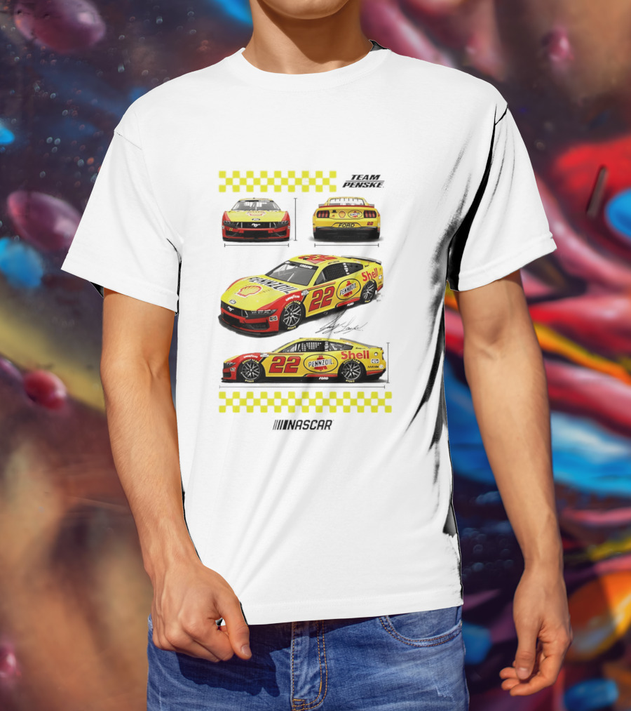 Joey Logano Pennzoil Shell 22 Ford Mustang NASCAR Team Penske Racing T-Shirt