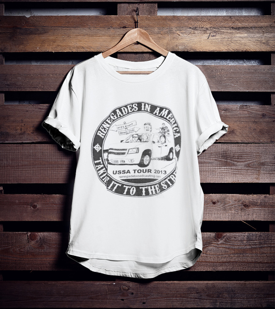 Renegades In America With American Flag And Rider Taking It To The Streets T-Shirt