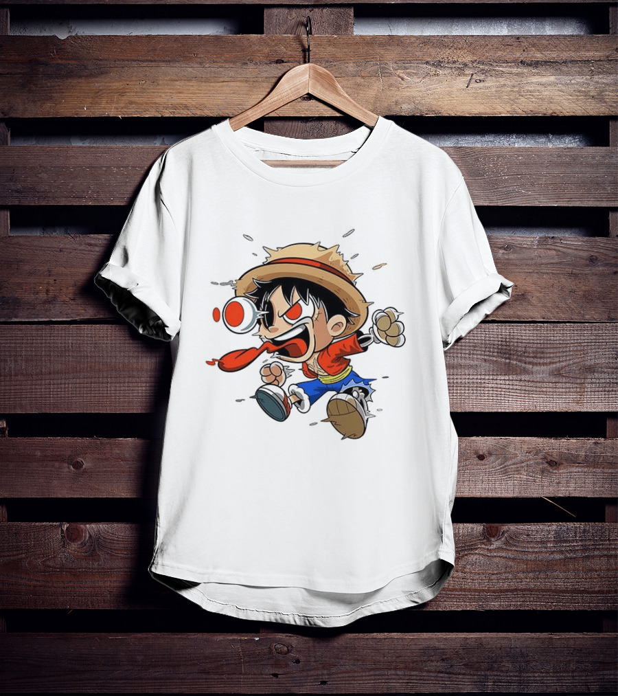 Chibi Dripping Monkey D. Luffy One Piece Anime Style Hat Straw Hat Pirates T-Shirt
