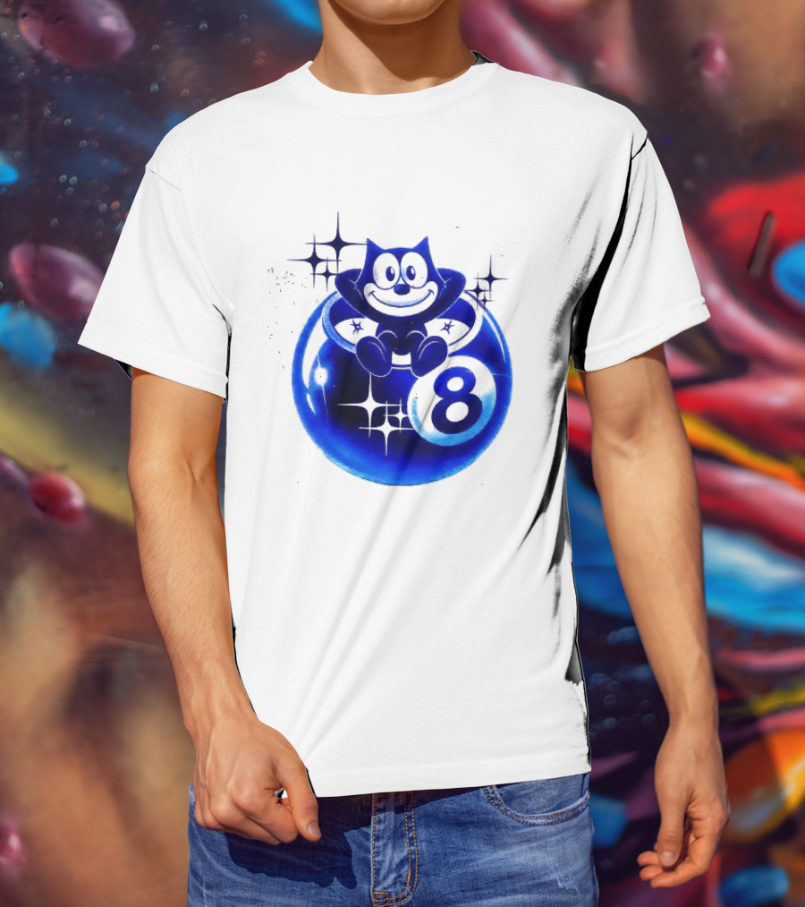 Felix The Cat Vintage Classic Figure Eight Ball Stars T-Shirt