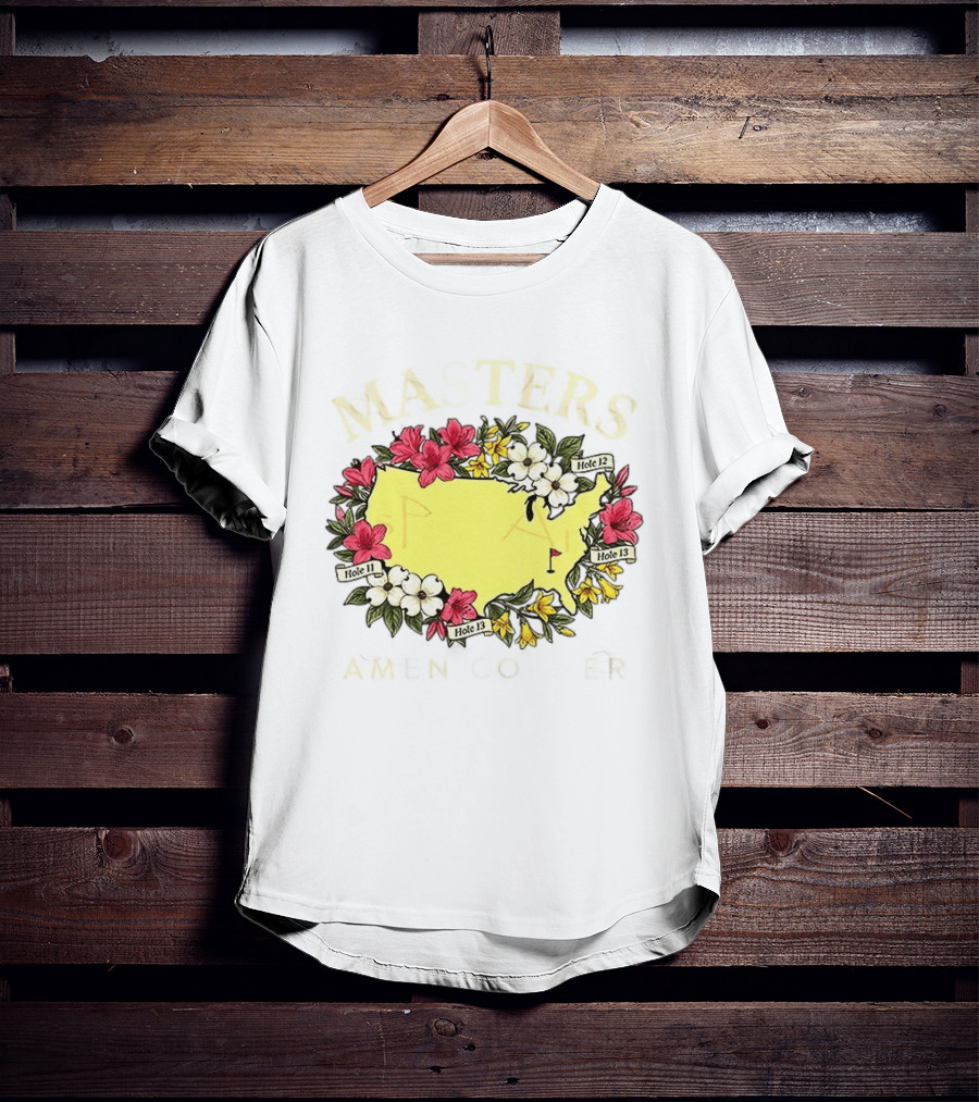 Masters Golf Tournament Augusta National Golf Club 2026 Hole 11 12 13 Map Flower T-Shirt