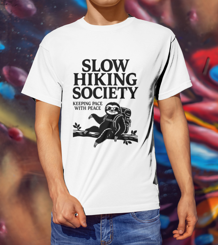 Slow Hiking Society Sloth Keeping Pace With Peace T-Shirt