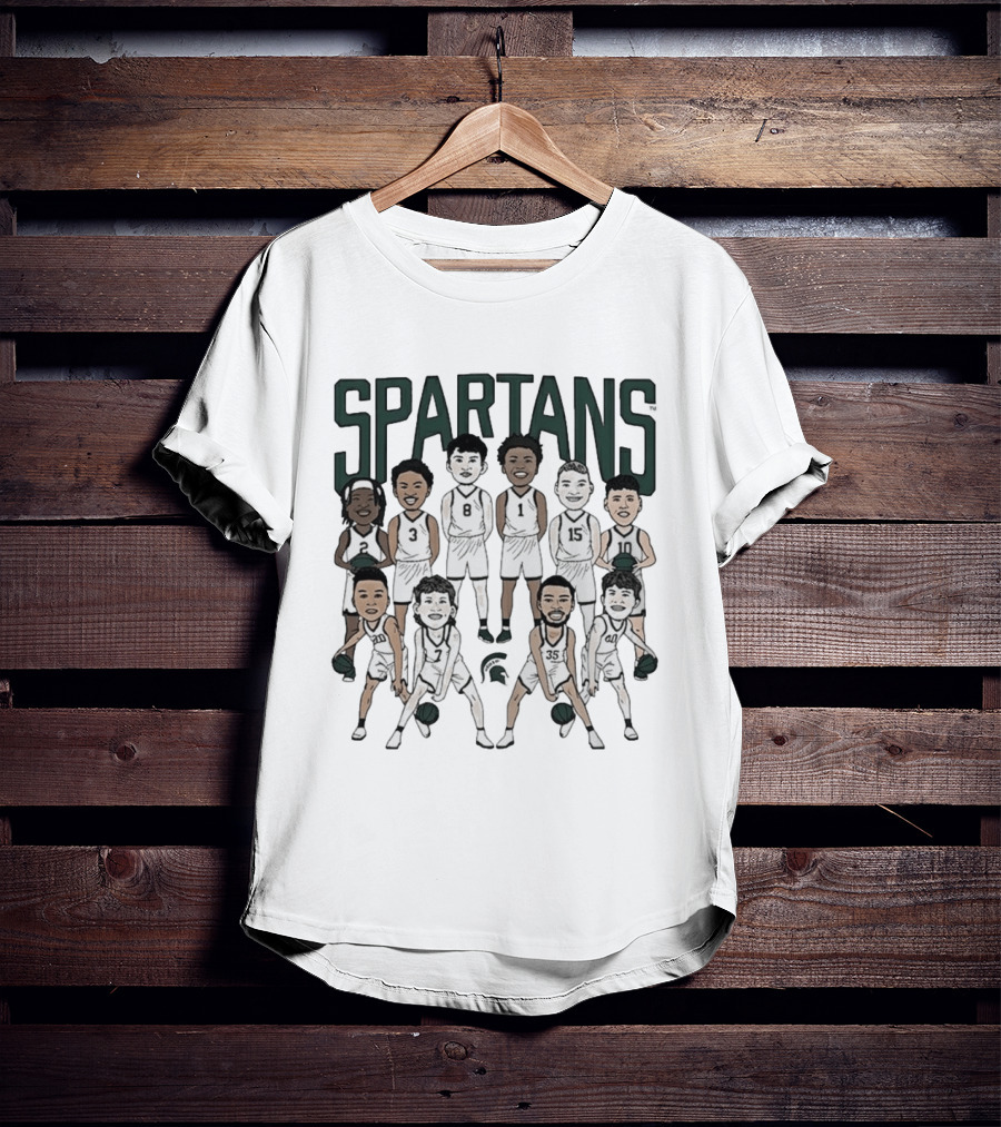 Michigan State Spartans Mens Basketball Team Caricature Players 3 8 1 15 10 35 T-Shirt