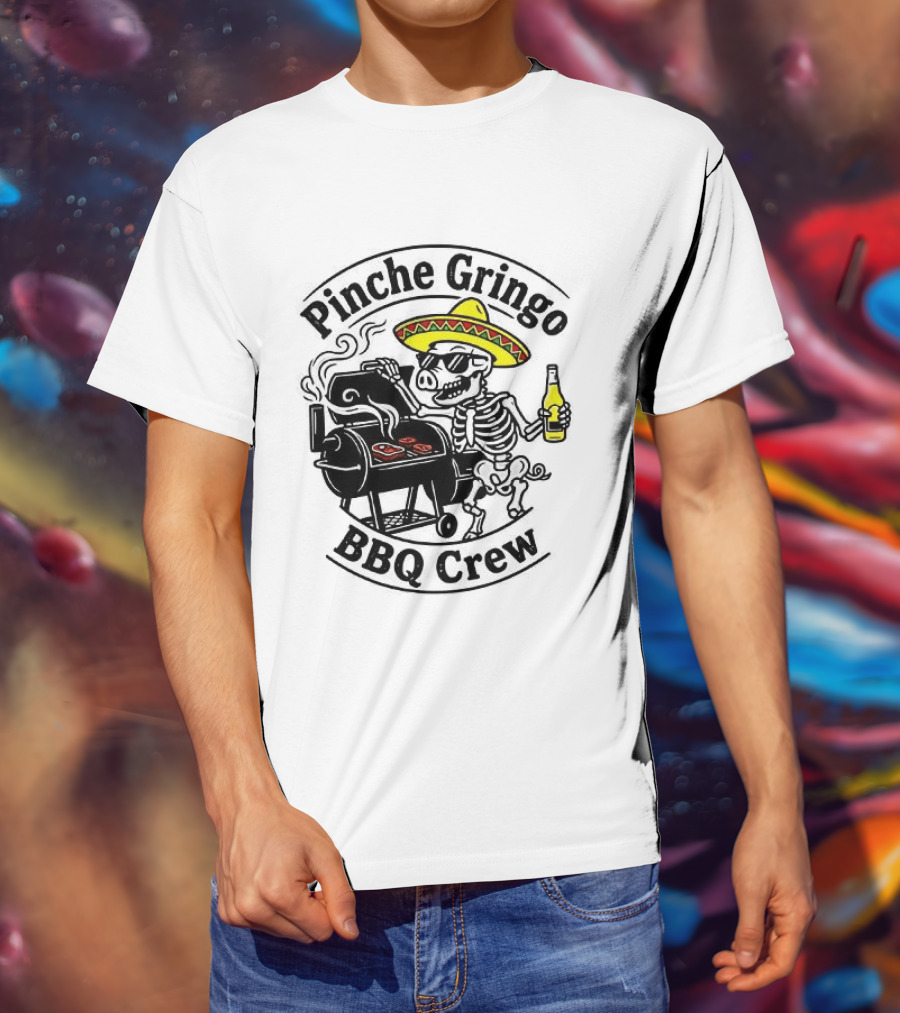 Pinche Gringo BBQ Crew Sombrero Smoking Grilling Fun T-Shirt