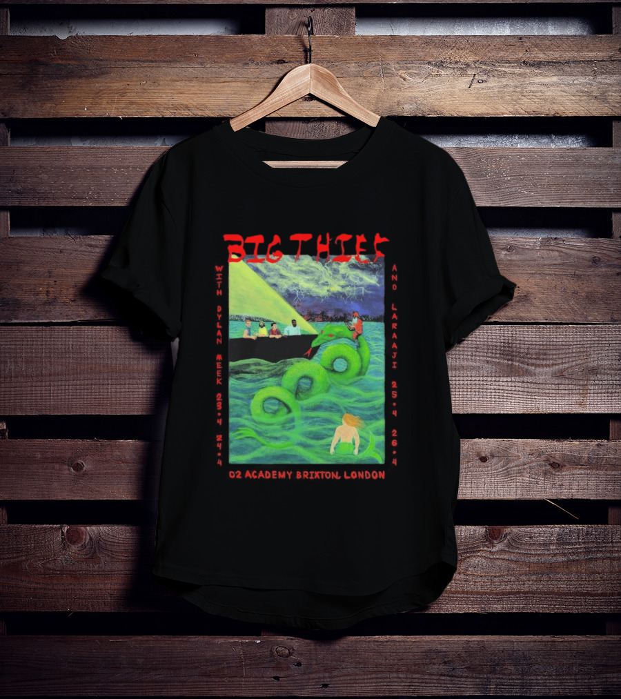 Big Thief Apr 23 2026 London Tour With Sea Serpent And Boat Scene T-Shirt